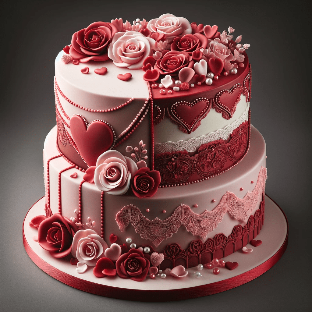 کیک دو طبقه ولنتاین
